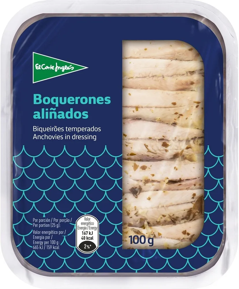 Boquerones aliñados con ajo y perejil tarrina