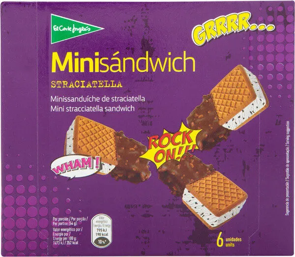 Minisándwich helado sabor stracciatela