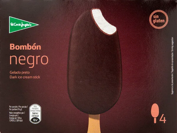 Bombón helado de chocolate negro sin gluten