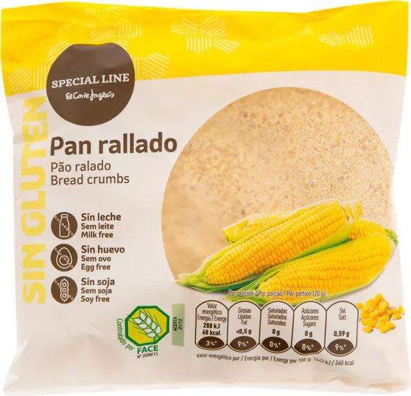 Pan rallado sin gluten, sin huevo, sin soja y sin lactosa
