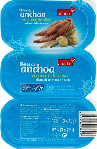Filetes de anchoa aceite de oliva