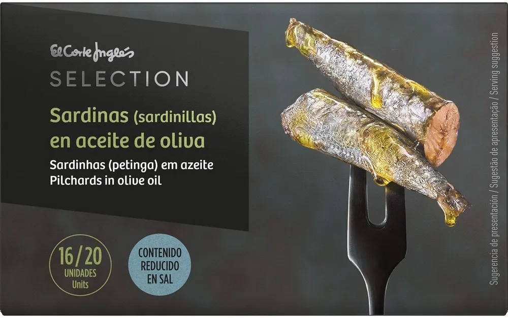 Sardinillas aceite de oliva sin gluten contenido reducido sal