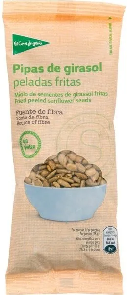 Pipas de girasol peladas fritas