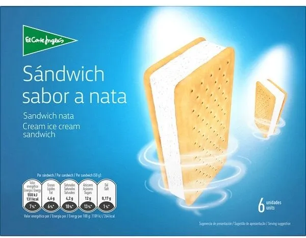 Sándwich de helado sabor a nata