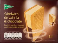 Sándwich de helado de vainilla y chocolate