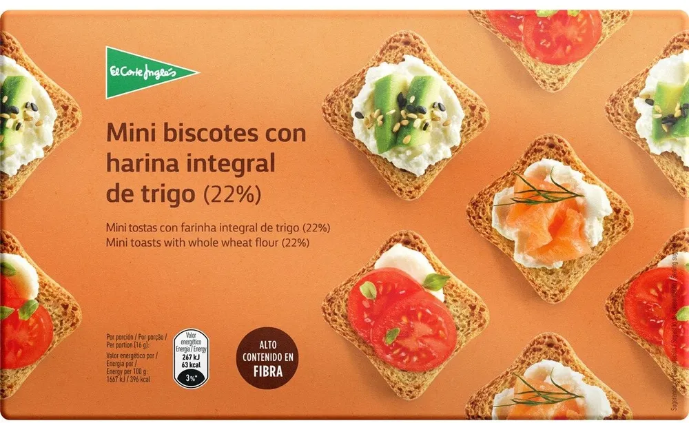 Mini biscotes integrales con alto contenido fibra