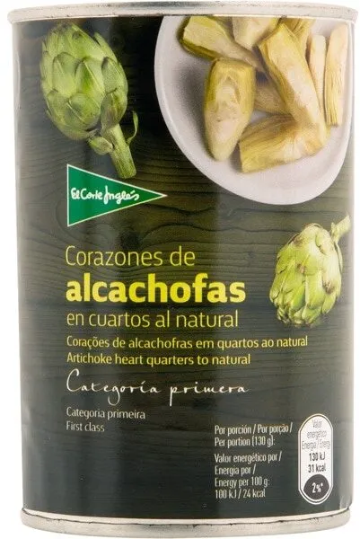 Corazones de alcachofas cuartos al natural
