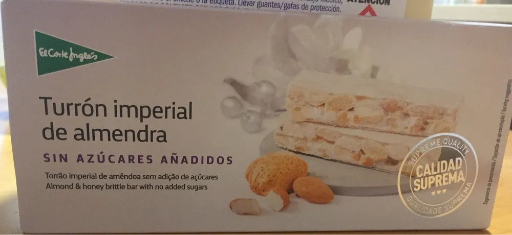 Turrón imperial de almendra sin azúcares
