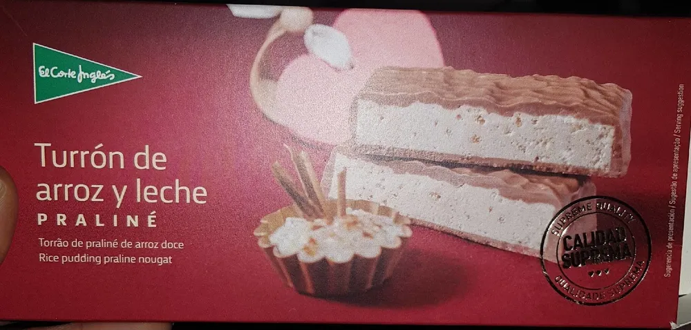 Turrón de arroz y leche praliné