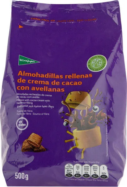Almohadillas rellenas de crema de cacao con avellanas