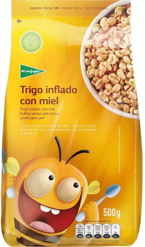 Trigo inflado con miel