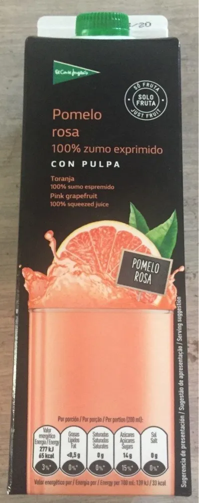 Zumo de pomelo rosa con pulpa