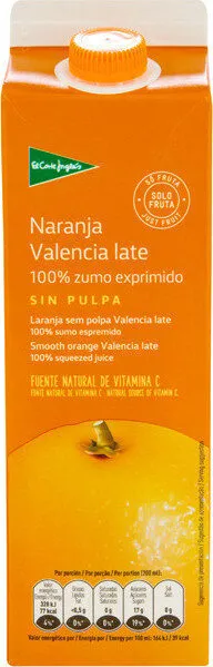 Zumo de naranja Valencia Late sin pulpa