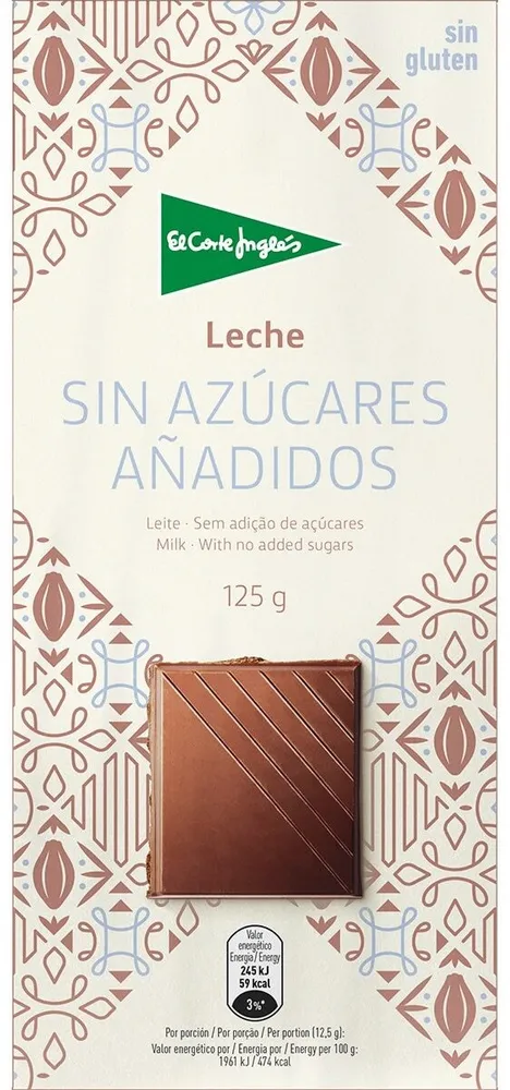 Chocolate con leche sin azúcares añadidos