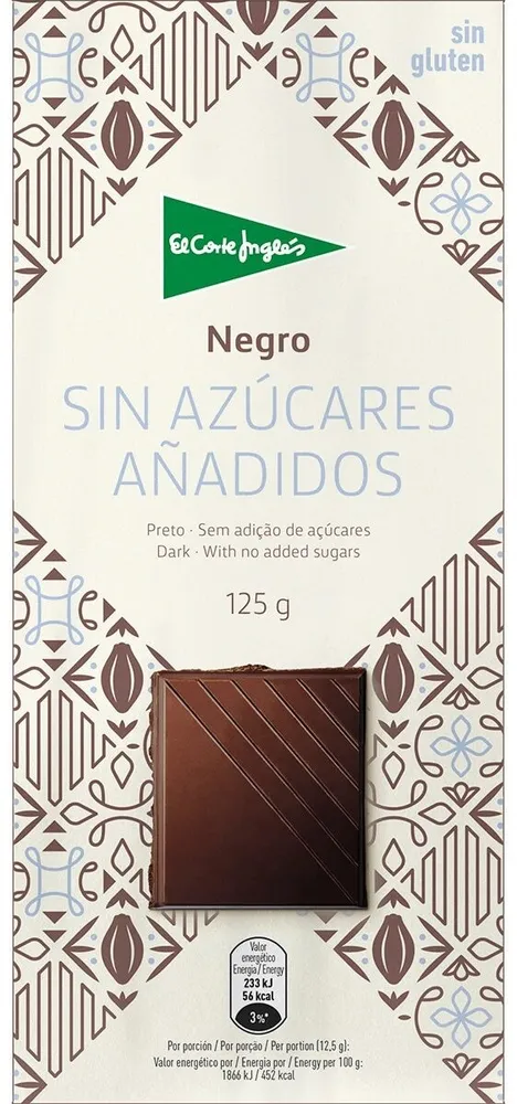 Chocolate negro sin azúcares añadidos