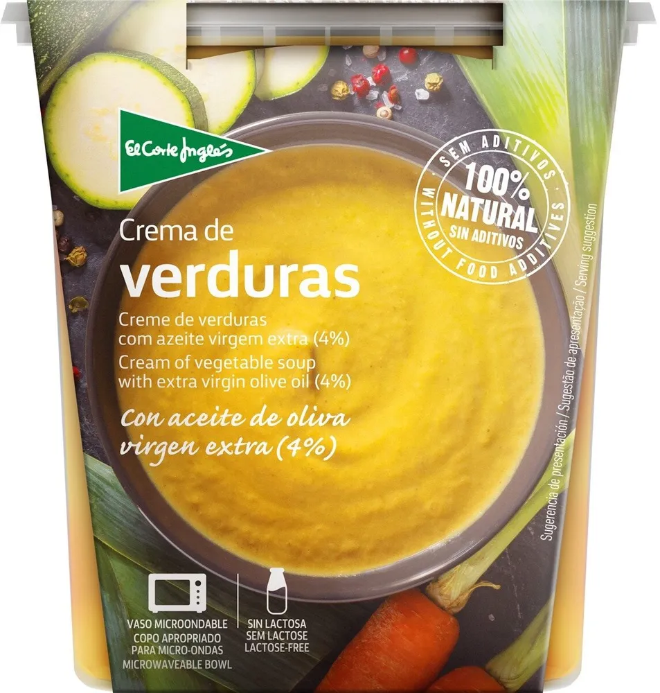 Crema de verduras con aceite de oliva virgen extra