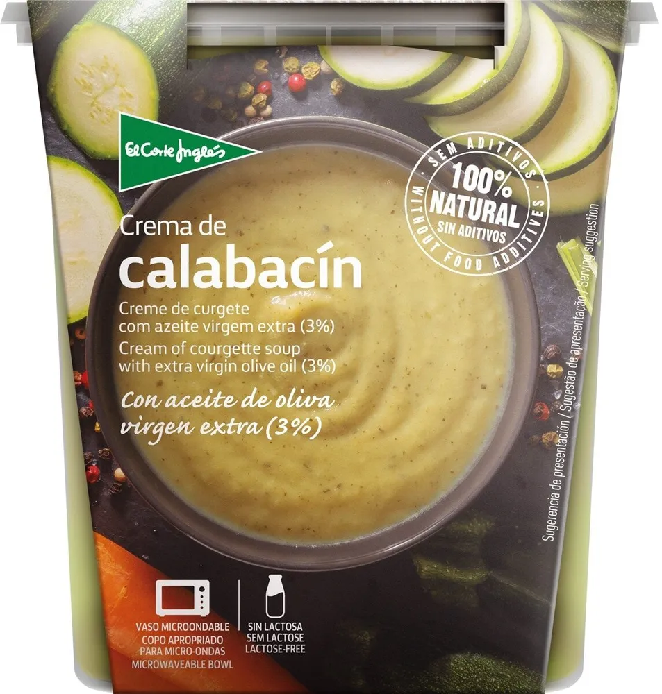 Crema de calabacín con aceite de oliva virgen extra