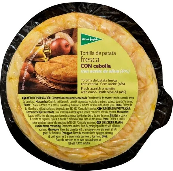 Tortilla de patata fresca con cebolla