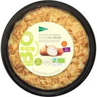 Bio tortilla de patata fresca con cebolla