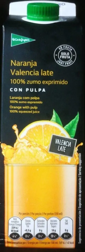 Zumo de naranja Valencia Late con pulpa