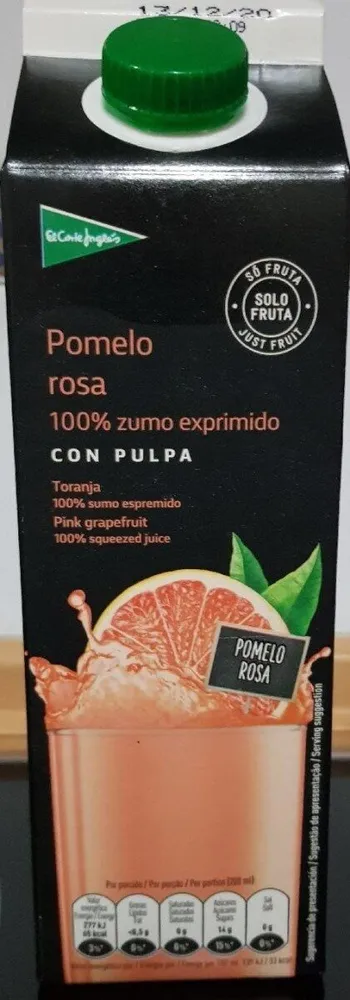 Zumo de pomelo rosa con pulpa