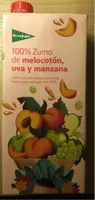100% Zumo natural de melocotón, uva y manzana.