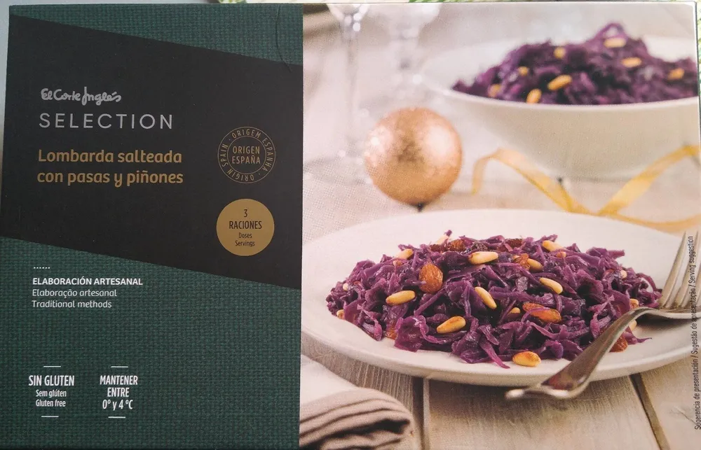 Lombarda salteada con pasas y piñones