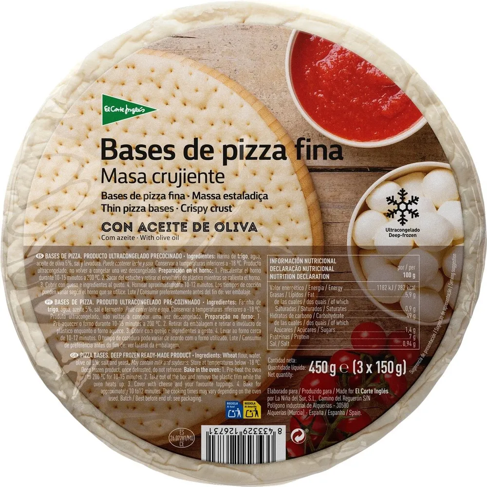 Bases de pizza fina
