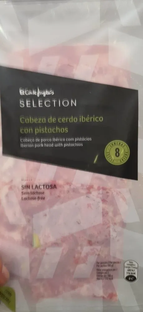 Cabeza de cerdo ibérico con pistachos
