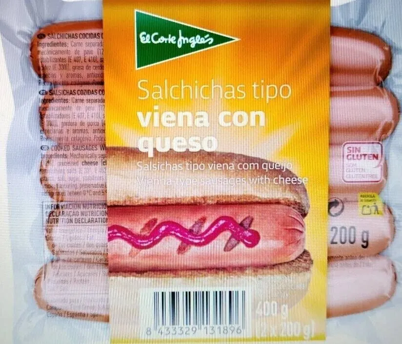 Salchichas tipo viena con queso