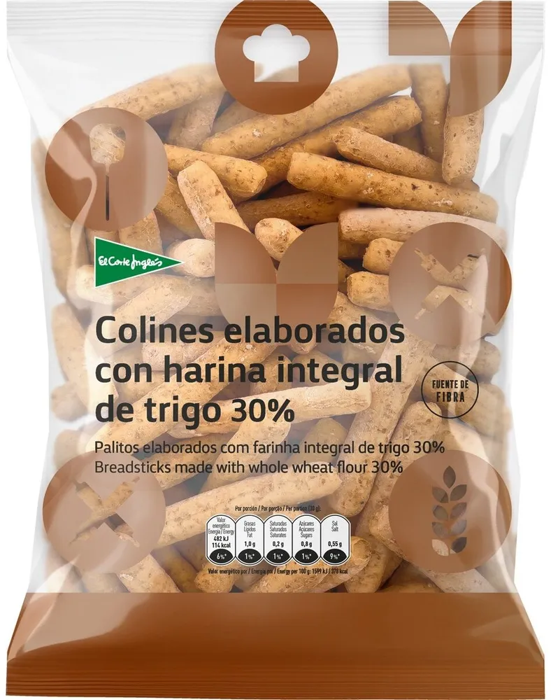 Colines elaborados con harina integral de trigo 30%