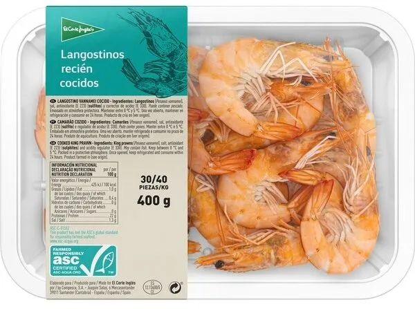 Langostinos recién cocidos