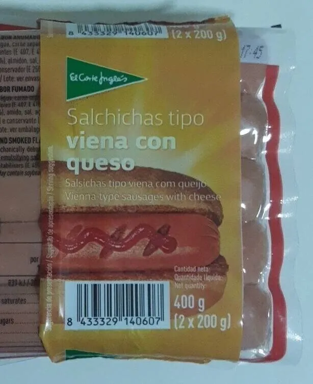 Salchichas tipo Viena con queso