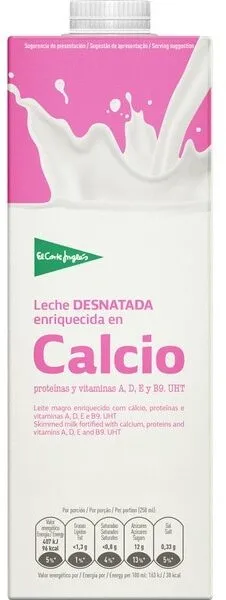 Leche desnatada enriquecida en calcio