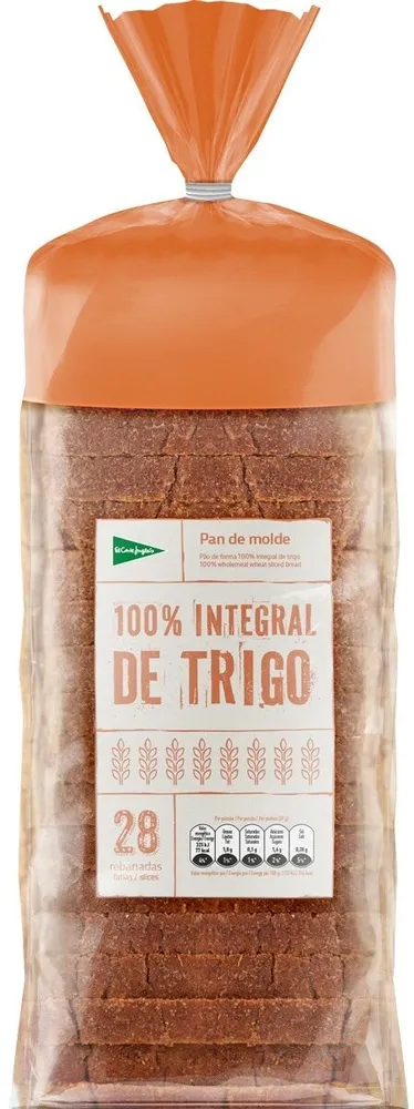 Pan de molde 100% integral de trigo
