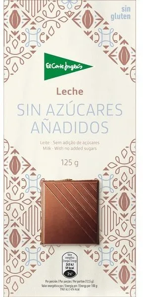 Chocolate con leche sin azucares añadidos