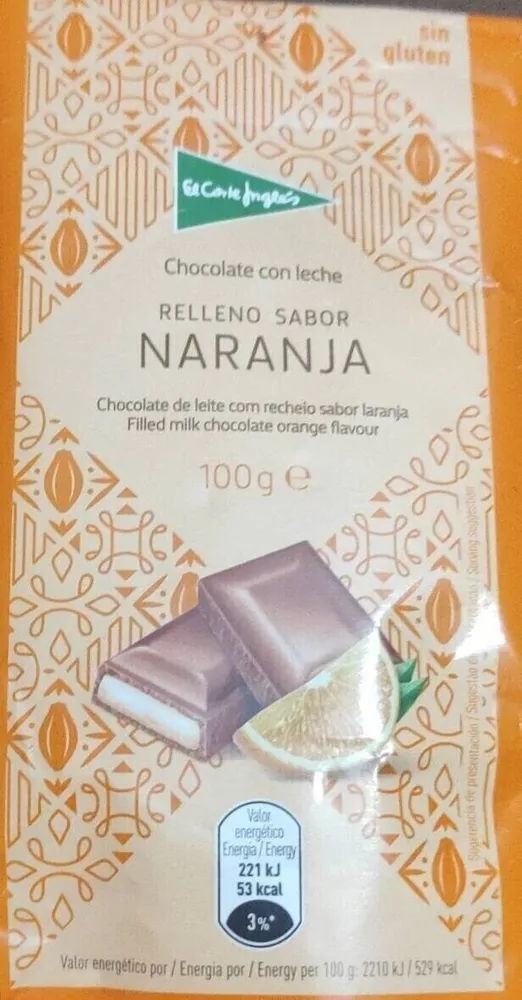 Chocolate con leche relleno sabor naranja
