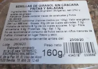 Semillas de girasol sin cáscara fritas y saladas