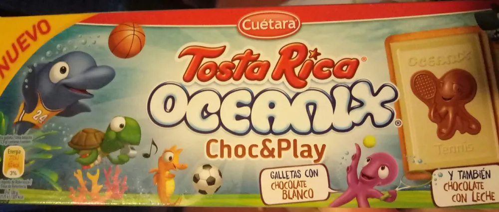 Tosta Rica Oceanix Choc & Play galletas con chocolate blanco y con leche