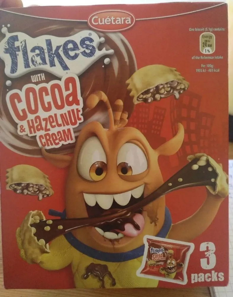 Flakes with cocao and hazelnut cream
