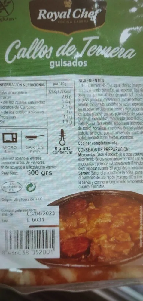 Callos de ternera