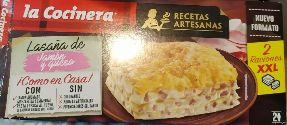 lasaña jamón y queso