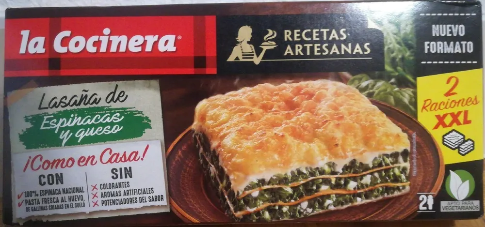 Lasaña de espinaca y queso