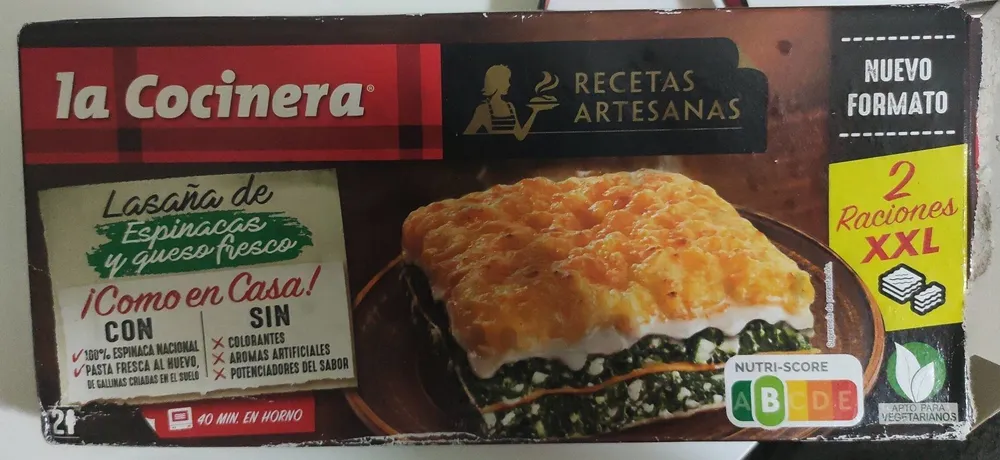 Lasaña de Espinacas y Queso fresco