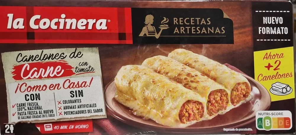 Canelones de carne de cerdo ultracongelados