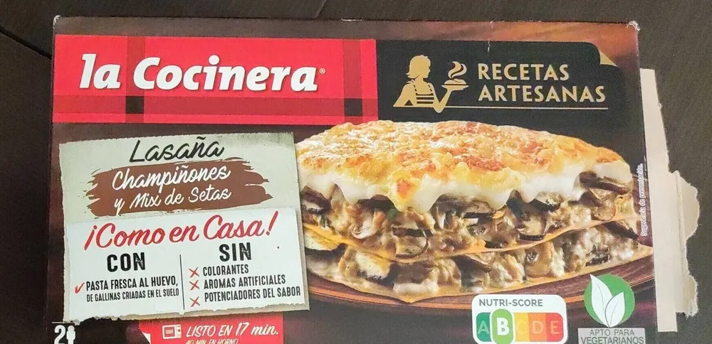 Lasaña champiñones y mix de setas