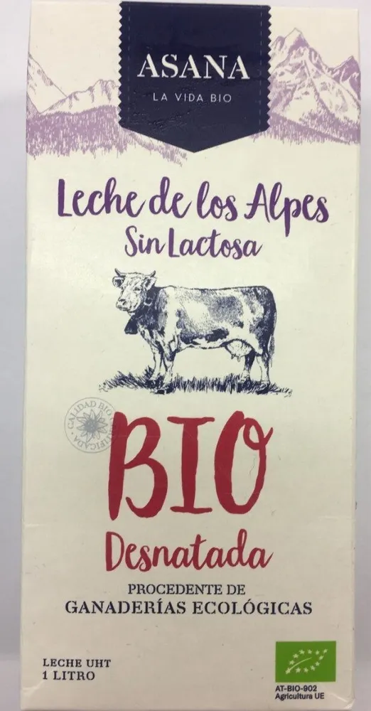 Leche bio desnatada sin lactosa
