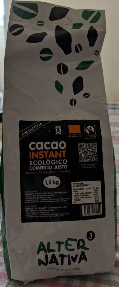 Cacao Instant ecológico comercio justo