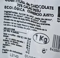 Cobertura de chocolate 70 cacao Peru