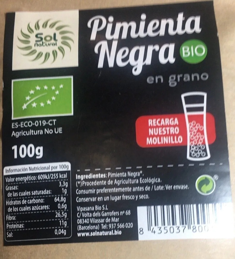 Pimienta Negra /  BIO en grano